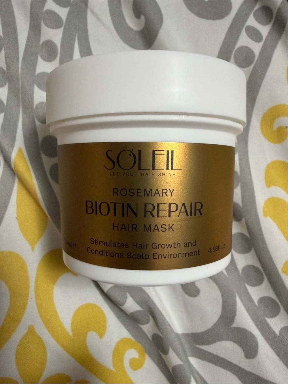 Soleil Rosemary Biotin Repair Hair Mask — Gold & White